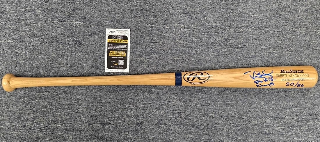 Pro Model Baseball Bat Autographed by Darryl Strawberry 86 WS Champs Inscription JSA (1 of 3)