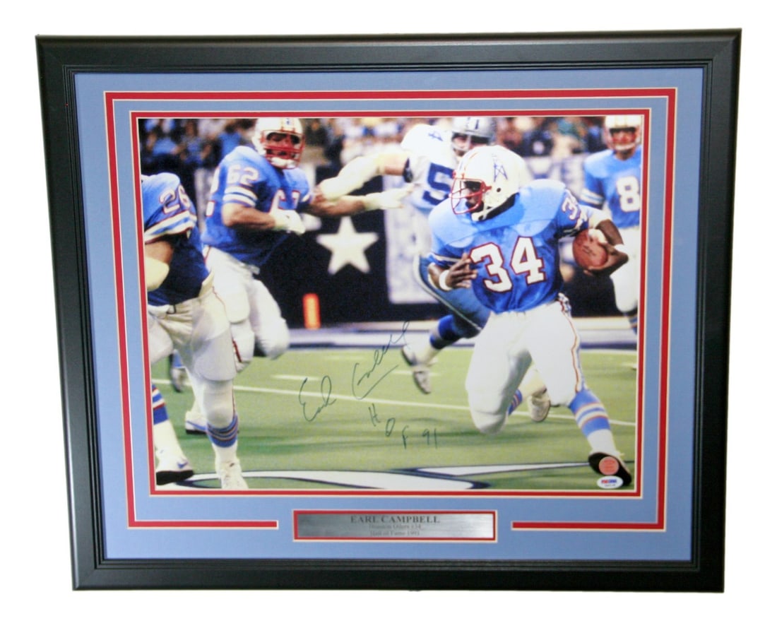 Framed 20x16 Earl Campbell signed Houston Oilers photo PSA DNA (1 of 4)