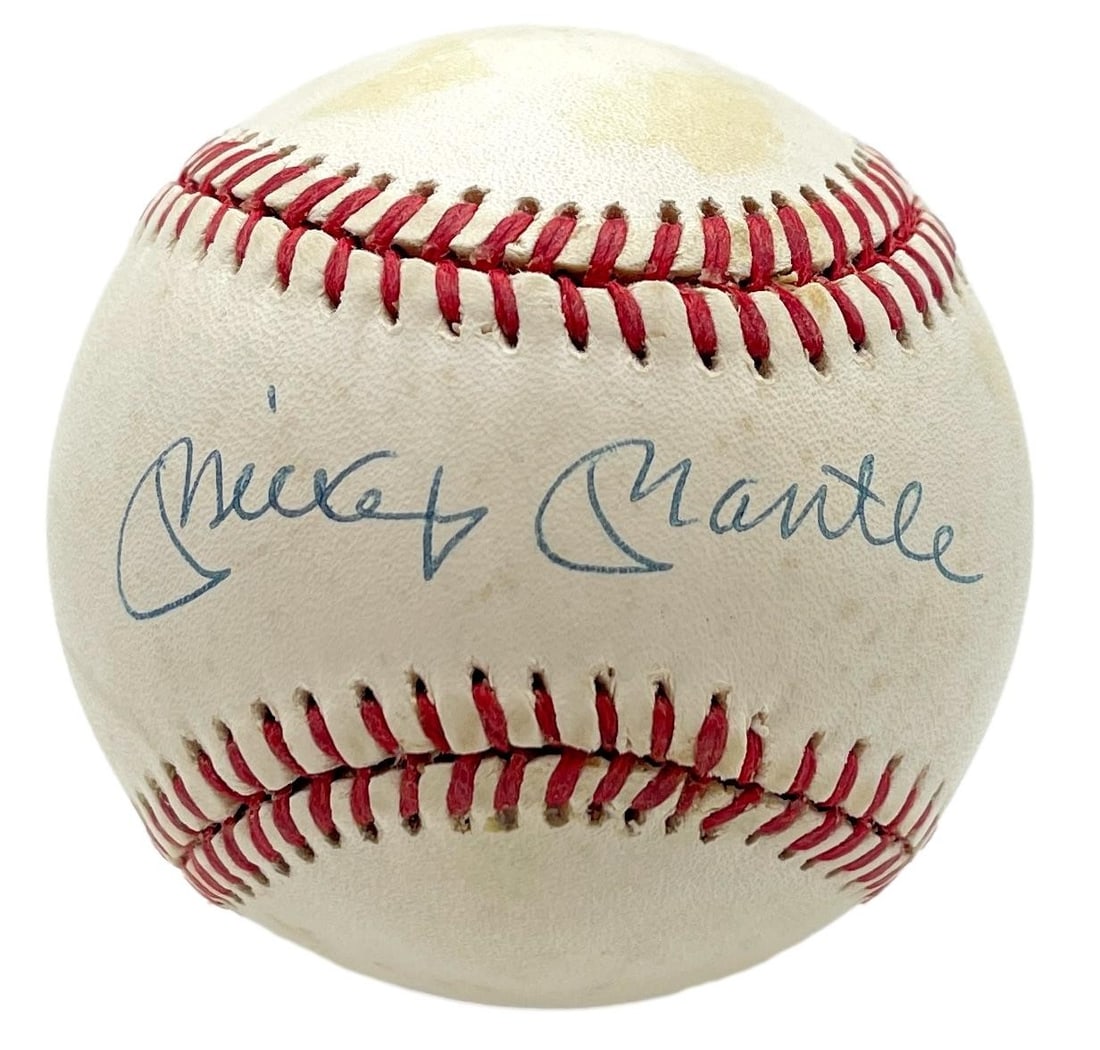 Mickey Mantle HOF Autographed OAL Baseball PSA/DNA Certified: Mickey Mantle HOF Autographed OAL Baseball PSA/DNA Certified This is an original Mickey Mantle HOF signed/autographed OAL baseball, a must-have for any serious baseball collector. The ball has been au