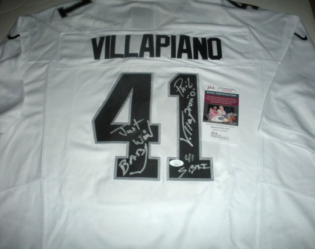 Phil Villapiano Signed Oakland Raiders Nike Jersey with JSA COA: Phil Villapiano Signed Oakland Raiders Nike Jersey with JSA COA This official licensed Nike jersey is a must-have for any Oakland Raiders fan. Signed by Phil Villapiano, this authentic piece of memora