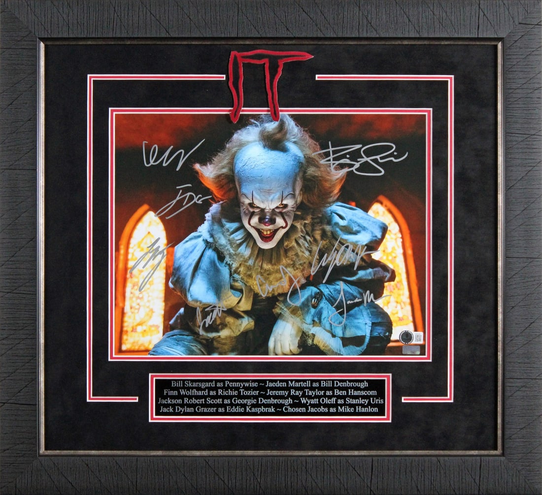 Framed 11x14 Photograph Signed by Eight Cast Members of It Beckett COA: Framed 11x14 Photograph Signed by Eight Cast Members of It Beckett COA This 11x14 framed photograph from the film "It" has been personally signed by Finn Wolfhard, Chosen Jacobs, Jack Dylan Grazer, Ja