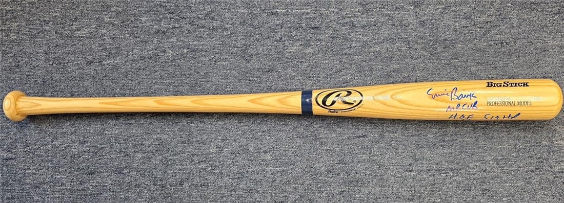 Ernie Banks PSA autographed game model bat Mr Cub HOF 77 512 HR: Ernie Banks PSA autographed game model bat Mr Cub HOF 77 512 HR This is a game model baseball bat signed by Ernie Banks, featuring the inscriptions "Mr. Cub, HOF 77, 512 HR." The autograph is authenti
