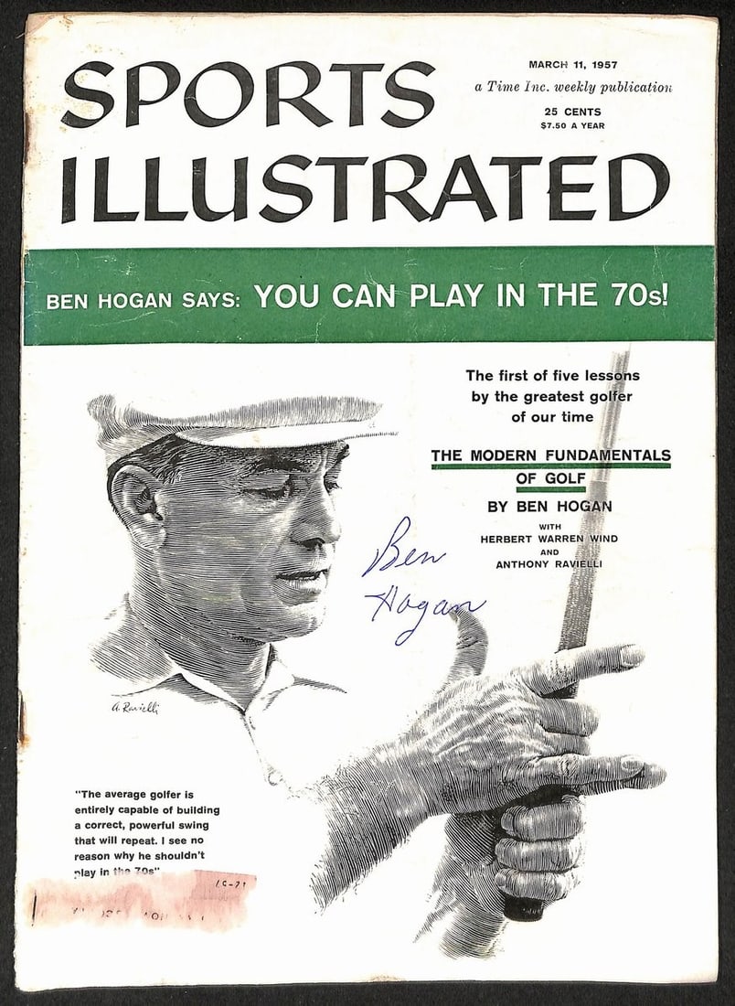 Autographed 1957 Sports Illustrated Magazine Ben Hogan PSA DNA Authenticated: Autographed 1957 Sports Illustrated Magazine Ben Hogan PSA DNA Authenticated This is an original Sports Illustrated magazine dated March 11, 1957, featuring an autograph from golf legend Ben Hogan. Th