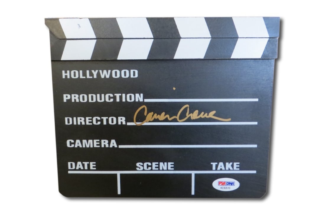 Cameron Crowe Autographed Mini Clapper Jerry Maguire PSA/DNA Authentic: Cameron Crowe Autographed Mini Clapper Jerry Maguire PSA/DNA Authentic This mini movie clapper, autographed by acclaimed filmmaker Cameron Crowe, is a unique collectible for fans of cinema. The signat