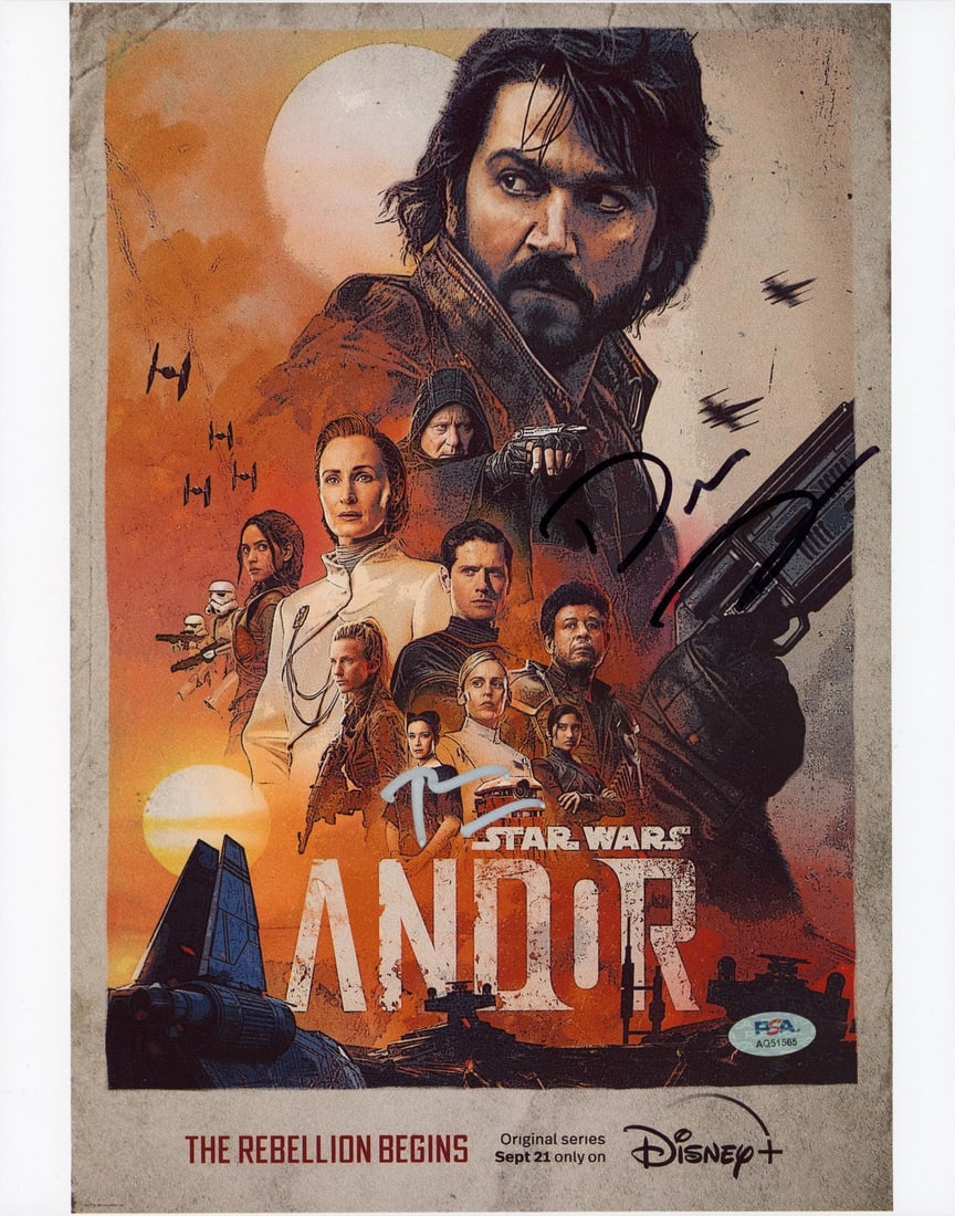 11x14 Star Wars Andor Photograph Signed by Tony and Dan Gilroy PSA DNA Authenticated: 11x14 Star Wars Andor Photograph Signed by Tony and Dan Gilroy PSA DNA Authenticated This is an 11x14 vertical photograph from Star Wars Andor, personally signed by Tony Gilroy and Dan Gilroy. The aut