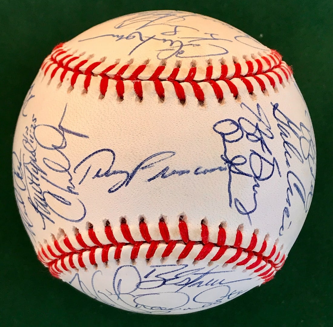 1999 Philadelphia Phillies Team Signed Baseball 34 Sigs Francona Abreu Gant: 1999 Philadelphia Phillies Team Signed Baseball 34 Sigs Francona Abreu Gant This 1999 Philadelphia Phillies team signed baseball is a remarkable collectible for any baseball fan. Authenticated as an o