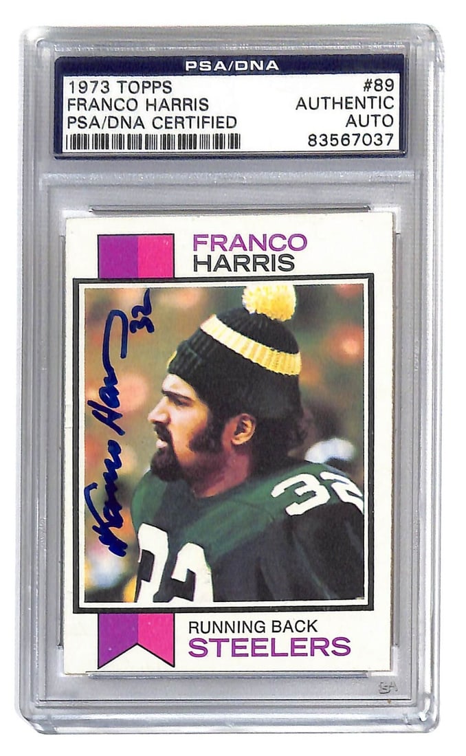 Franco Harris Signed 1973 Topps Rookie Card PSA Authenticated RC #89 (1 of 2)