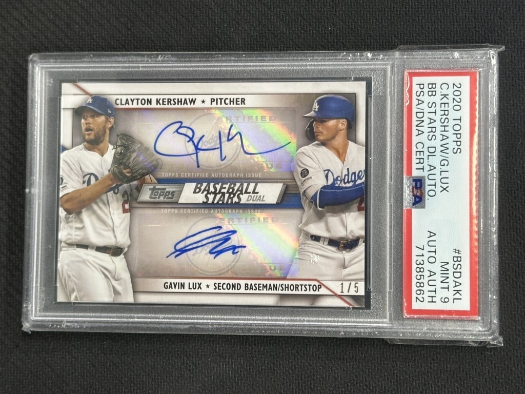 2020 Topps Clayton Kershaw Gavin Lux Dual Auto PSA 9 #BSDAKL (1 of 2)