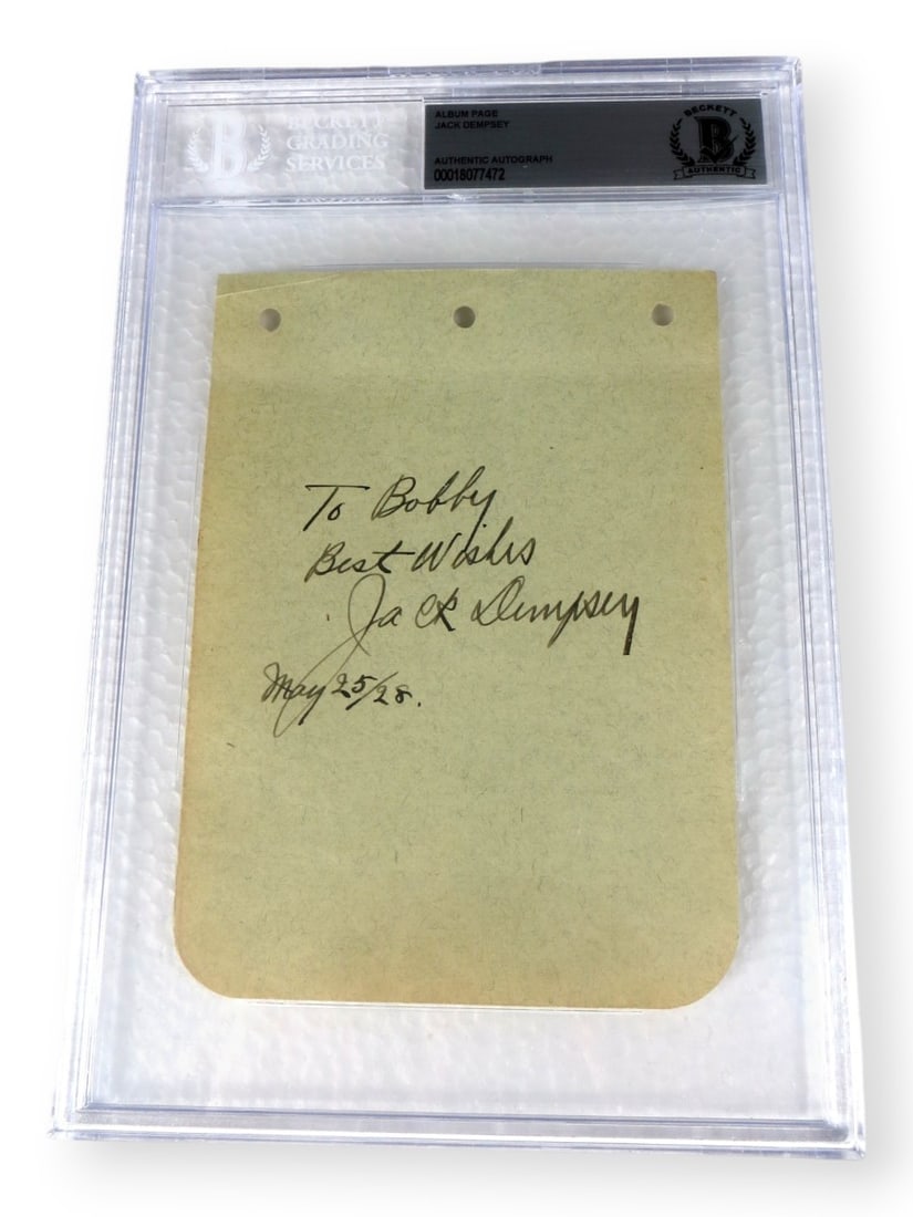 Jack Dempsey Autographed Cut Signature Beckett Authenticated Boxing Champ (1 of 3)