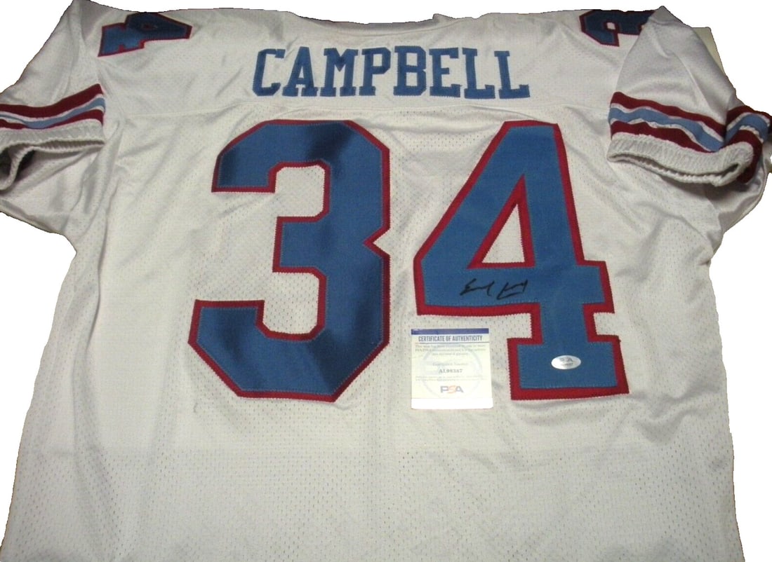 Autographed Reebok Houston Oilers Earl Campbell Jersey With JSA COA: Autographed Reebok Houston Oilers Earl Campbell Jersey With JSA COA This official licensed Reebok jersey features the signature of Earl Campbell, legendary player for the Houston Oilers and member of 