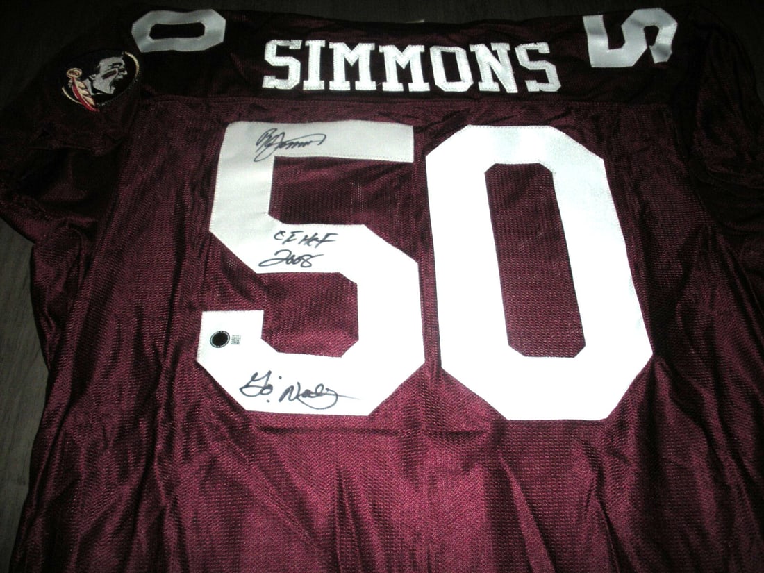 Rawlings Florida State Jersey Signed by Ron Simmons with Beckett COA: Rawlings Florida State Jersey Signed by Ron Simmons with Beckett COA This is an official licensed Rawlings football jersey, signed by Ron Simmons. The autograph comes with Beckett Certificate of Authe