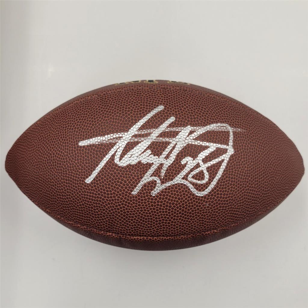 Adrian Peterson Signed NFL Wilson Football Vikings Beckett Authenticated: Adrian Peterson Signed NFL Wilson Football Vikings Beckett Authenticated This is an original Wilson NFL replica football signed by Adrian Peterson, the renowned running back from the Minnesota Vikings