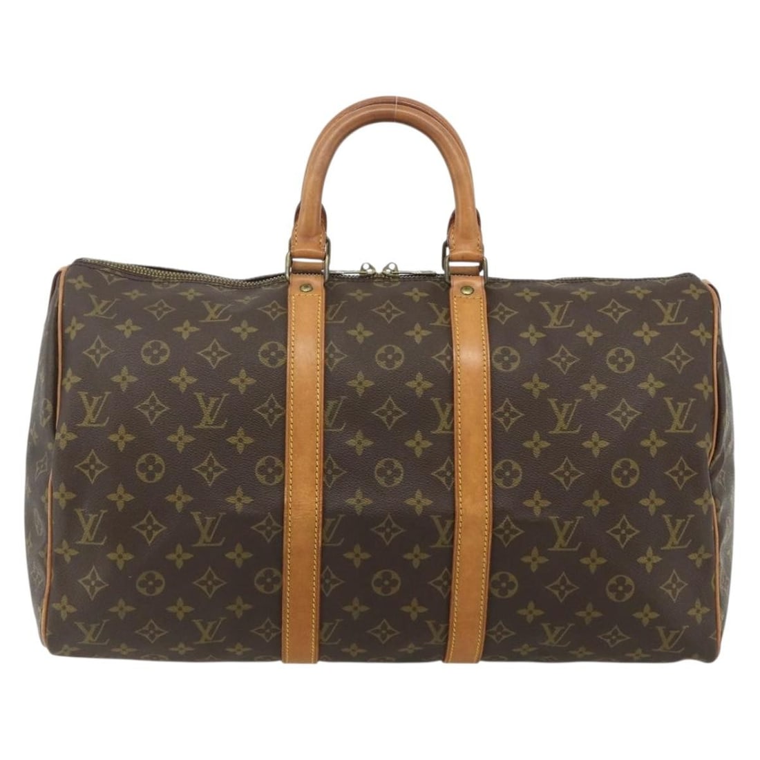 Louis Vuitton Monogram Canvas Keepall Unisex Travel Bag Brown France: Louis Vuitton Monogram Canvas Keepall Unisex Travel Bag Brown France The Louis Vuitton Keepall Bag in brown monogram canvas offers a classic, unisex design crafted in France. This versatile travel bag