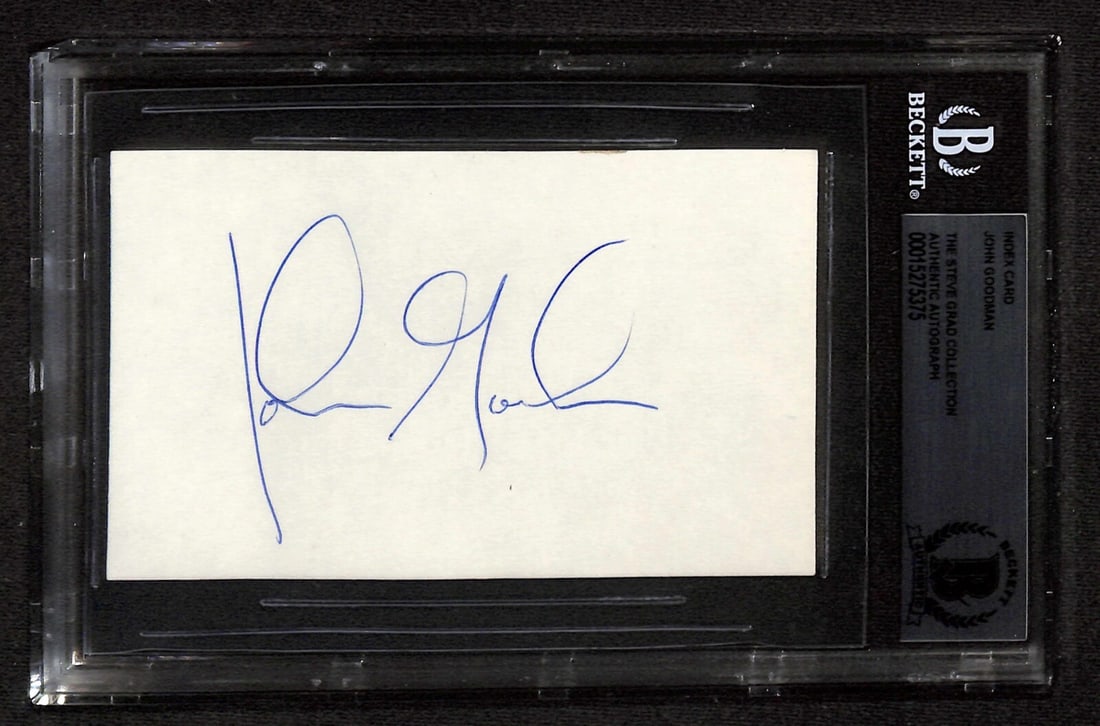 John Goodman Signed 3x5 Index Card Walter Sobchak Beckett Authenticated: John Goodman Signed 3x5 Index Card Walter Sobchak Beckett Authenticated This autographed 3x5 index card features the signature of John Goodman, renowned for his role as "Walter Sobchak" in the cult cl