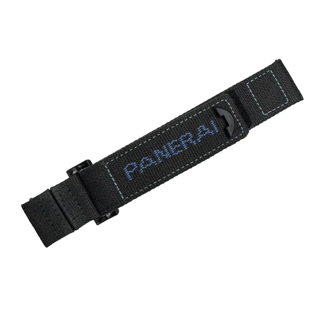 Panerai 24mm Black Nylon Sport Watch Band Wrap-Around Strap: Panerai 24mm Black Nylon Sport Watch Band Wrap-Around Strap Enhance your watch with this stylish Panerai 24mm Black & Blue Canvas Watch Band. This wrap-around strap is designed for a sporty look, craf