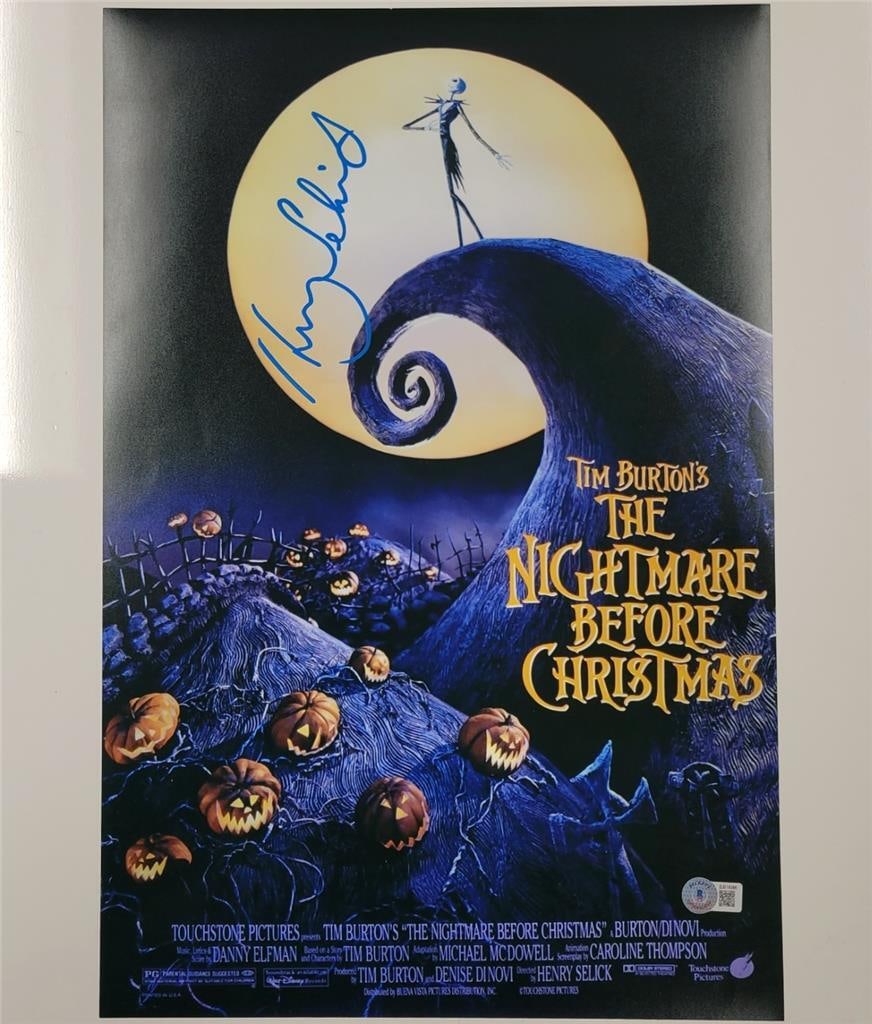 Nightmare Before Christmas 12x18 Photo Signed by Henry Selick Beckett Authenticated: Nightmare Before Christmas 12x18 Photo Signed by Henry Selick Beckett Authenticated This is an original 12x18 inch photograph poster from the movie Nightmare Before Christmas, signed by Henry Selick. 