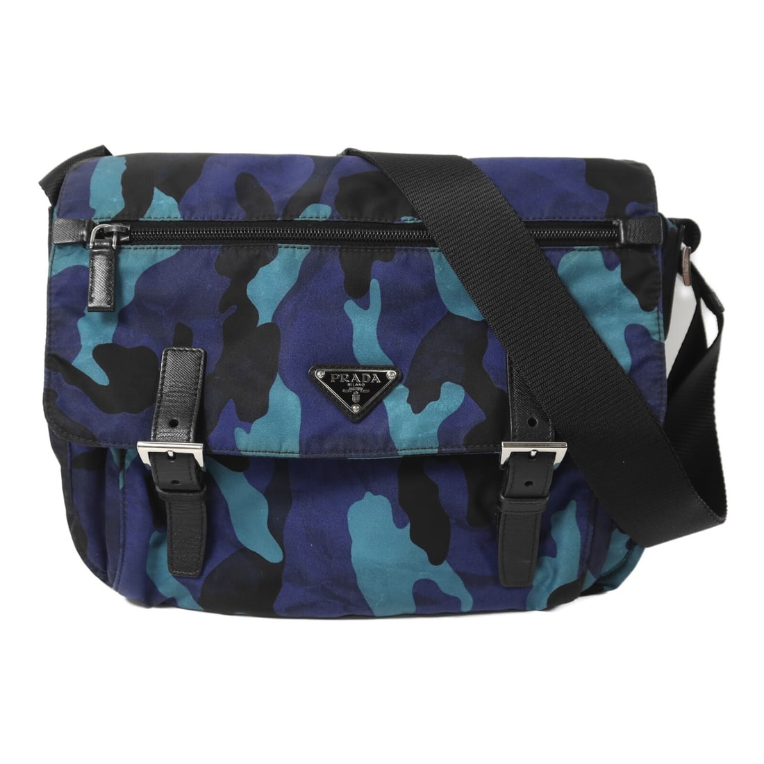Prada Nylon Blue Shoulder Bag BT1738 Mens: Prada Nylon Blue Shoulder Bag BT1738 Mens This PRADA shoulder bag features a classic design crafted from durable nylon in blue and black tones. Designed for men, it offers a practical and stylish acce