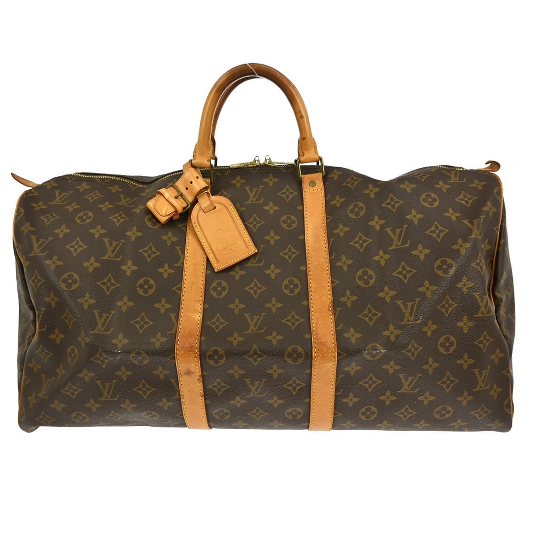 Louis Vuitton Keepall 55 Monogram Canvas Extra Large Travel Duffle Bag: Louis Vuitton Keepall 55 Monogram Canvas Extra Large Travel Duffle Bag This Louis Vuitton Keepall 55 is a vintage extra-large duffle bag crafted from signature brown Monogram canvas with leather trim.