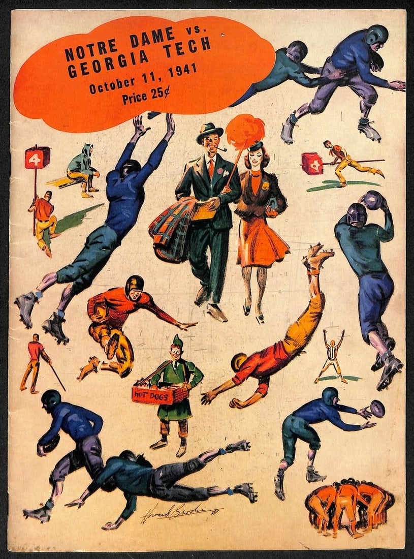 1941 Georgia Tech vs Notre Dame Vintage Football Program Original: 1941 Georgia Tech vs Notre Dame Vintage Football Program Original This original 1941 Georgia Tech vs. Notre Dame vintage college football game program is a remarkable piece for any sports memorabilia 