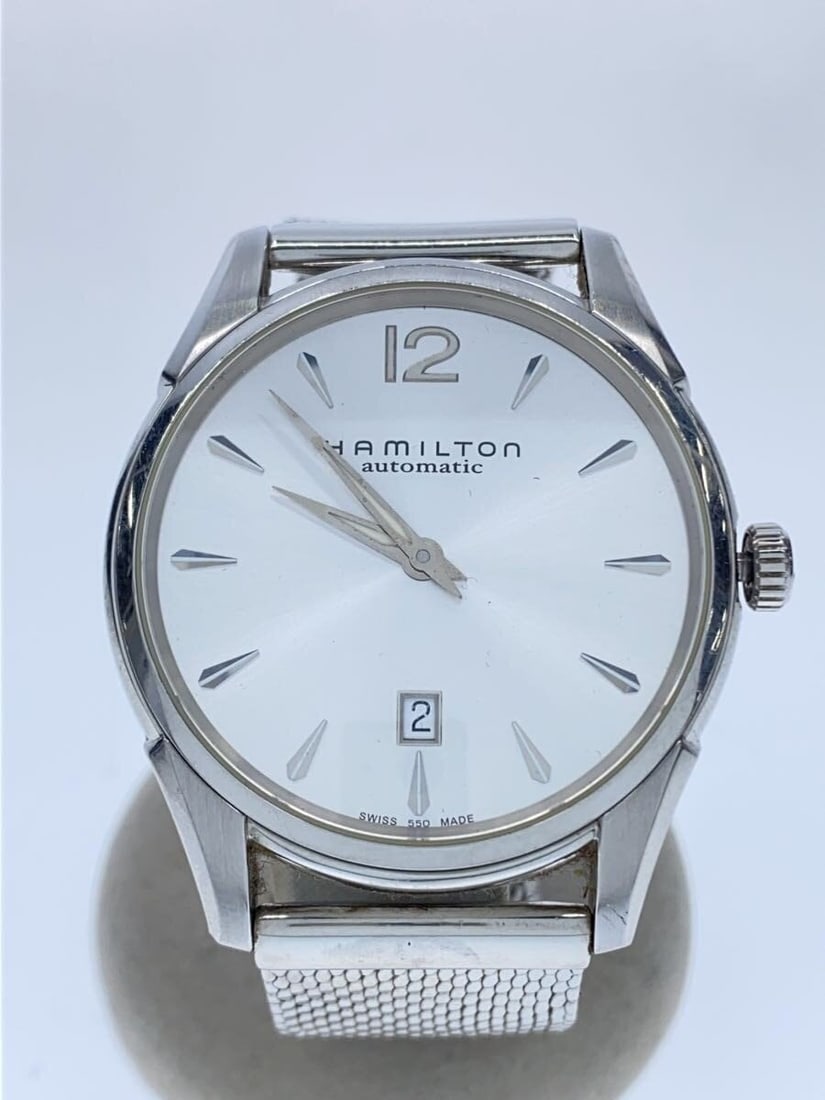 Hamilton Slim Auto Stainless Steel Swiss Men's Wristwatch: Hamilton Slim Auto Stainless Steel Swiss Men's Wristwatch This is a Hamilton Jazzmaster Slim Auto H386150 men's wristwatch, crafted in Switzerland. The watch features a stainless steel case and band i