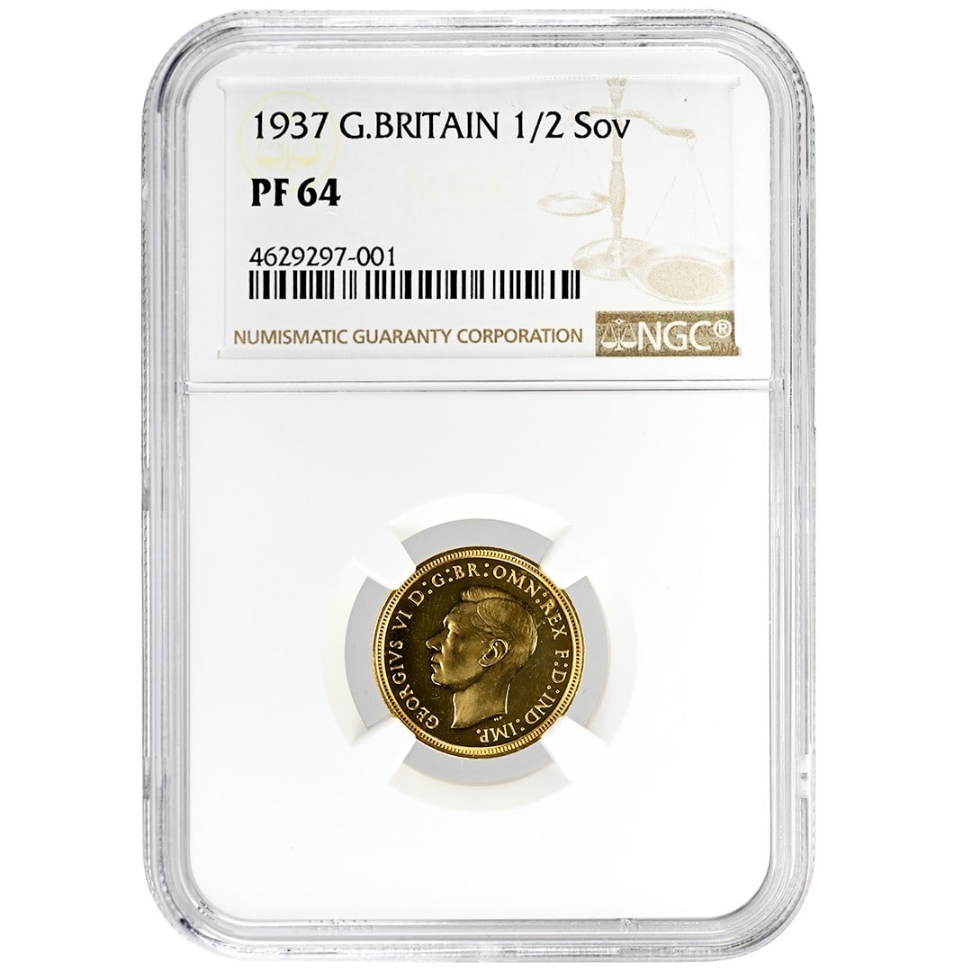 1937 Great Britain Gold Half Sovereign NGC PF64 George VI Proof Coin (1 of 2)