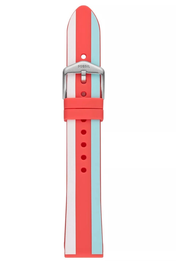 FOSSIL Sport Multicolor Stripe Silicone Watch Band 18mm Red White Blue (1 of 2)