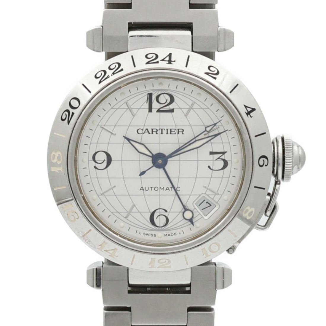 CARTIER Pasha C GMT Automatic Watch Stainless Steel Silver: CARTIER Pasha C GMT Automatic Watch Stainless Steel Silver Discover the elegance of the CARTIER Pasha C GMT W31029M7, a sophisticated automatic wristwatch crafted in stainless steel. This timepiece fe