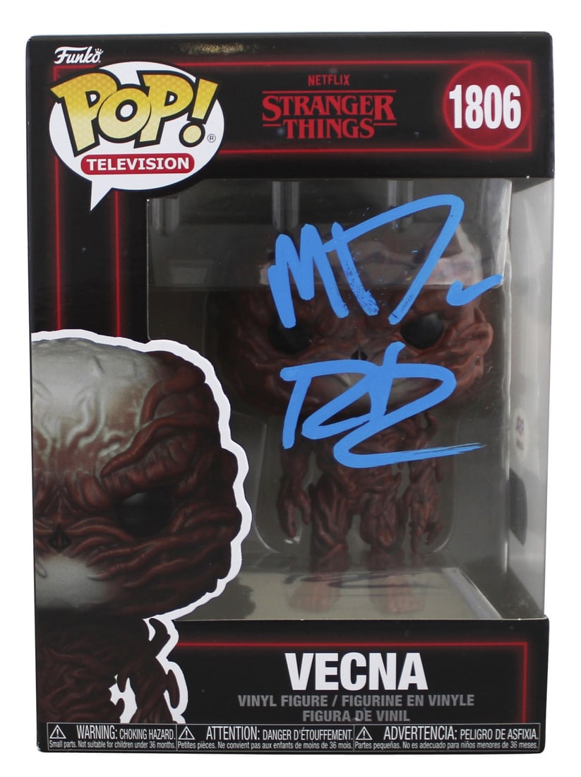 PSA signed Vecna #1806 Funko Pop by Matt and Ross Duffer: PSA signed Vecna #1806 Funko Pop by Matt and Ross Duffer This pre-owned Vecna #1806 Funko Pop Vinyl Figure from Stranger Things has been personally signed by Matt Duffer and Ross Duffer. The item is f
