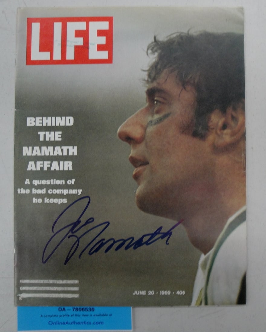 June 1969 Life Magazine Joe Namath Signed With Online Authentics Certification (1 of 3)