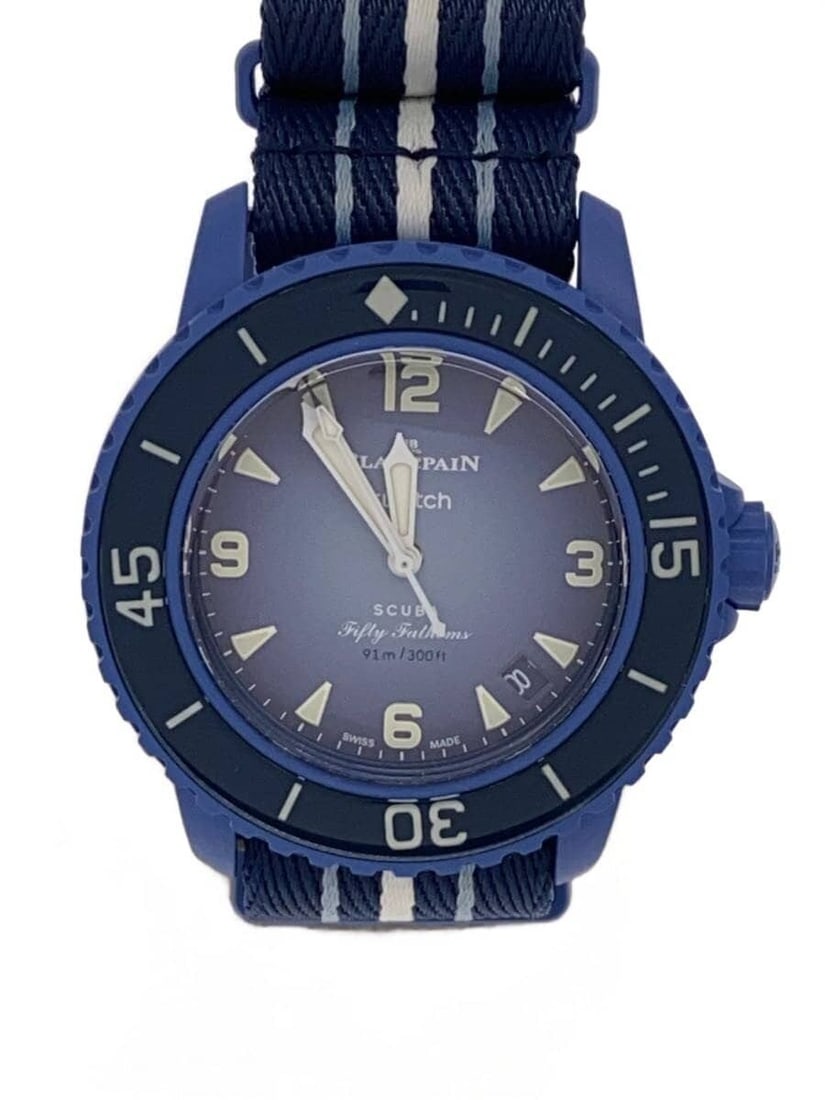 BLANCPAINxSWATCH Atlantic Ocean Bioceramic Men Wristwatch Blue (1 of 6)