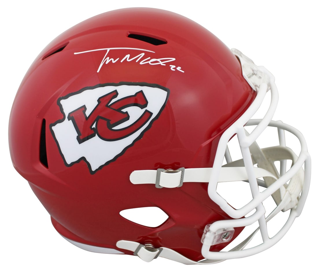 Trent McDuffie Signed Full Size Speed Rep Helmet Beckett Witnessed Kansas City: Trent McDuffie Signed Full Size Speed Rep Helmet Beckett Witnessed Kansas City This authentic Riddell full-size Speed Replica helmet has been personally signed by Trent McDuffie of the Kansas City Chi