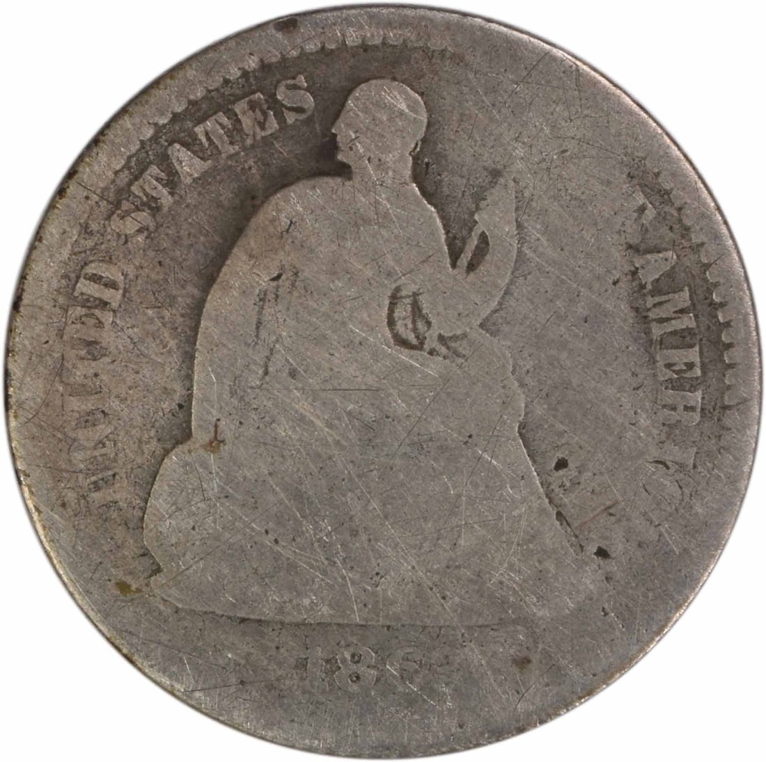 1863 San Francisco Seated Half Dime Silver Coin AG Grade Uncertified: 1863 San Francisco Seated Half Dime Silver Coin AG Grade Uncertified This 1863 Liberty Seated Half Dime was struck at the San Francisco Mint and features the iconic design by Christian Gobrecht. Compo