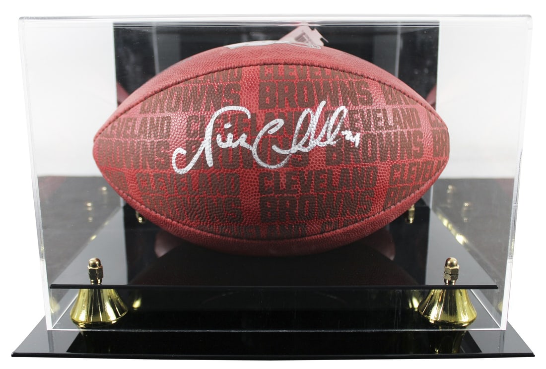 Wilson The Duke Football Signed by Nick Chubb with Display Case Beckett Authenticated: Wilson The Duke Football Signed by Nick Chubb with Display Case Beckett Authenticated This official Wilson "The Duke" Team Showcase football has been personally signed by Nick Chubb of the Cleveland B