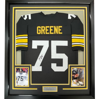 Mean Joe Greene signed Steelers jersey framed display JSA 35x39 (1 of 3)