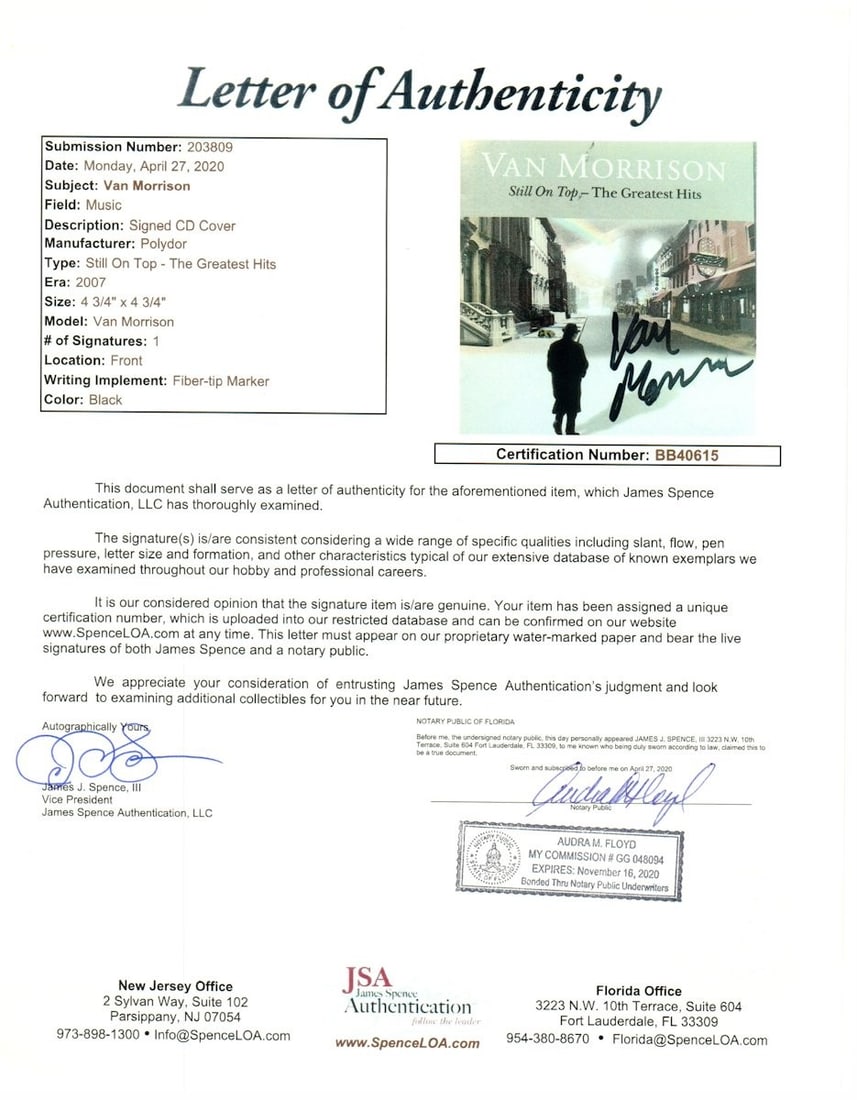Autographed Van Morrison CD Booklet With JSA Authentication - 4