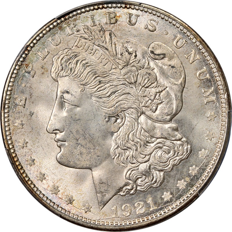 PCGS MS64 1921 Denver Morgan Silver Dollar Uncirculated Coin: PCGS MS64 1921 Denver Morgan Silver Dollar Uncirculated Coin This stunning 1921-D Morgan Silver Dollar, certified by PCGS as MS64, showcases remarkable eye appeal with its fantastic luster and strong 