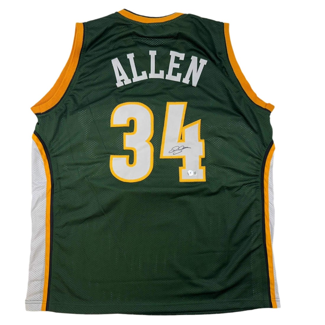Ray Allen Signed Seattle SuperSonics Jersey Beckett COA NBA: Ray Allen Signed Seattle SuperSonics Jersey Beckett COA NBA Celebrate the legacy of Ray Allen with this autographed Seattle SuperSonics green basketball jersey. This authentic collectible features the