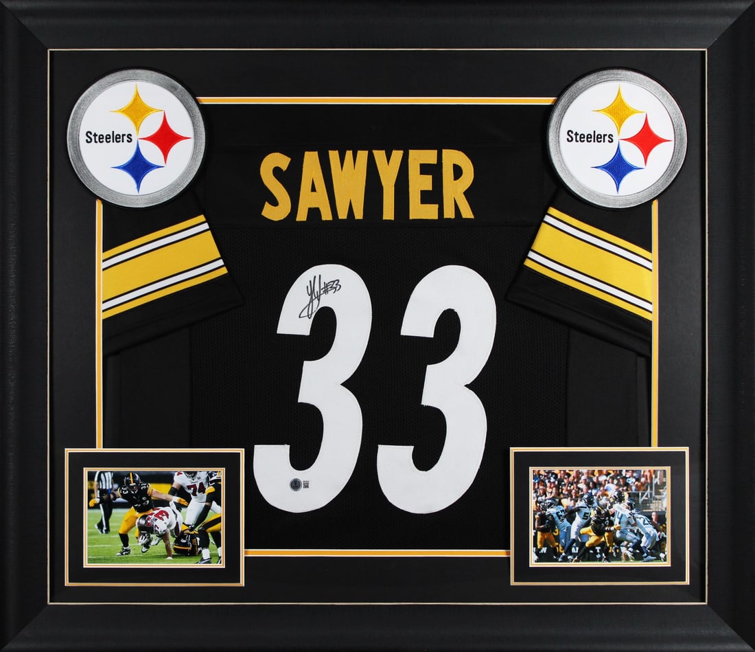 Jack Sawyer Signed Pittsburgh Steelers Framed Jersey BAS Witnessed: Jack Sawyer Signed Pittsburgh Steelers Framed Jersey BAS Witnessed This authentic black pro style framed jersey is a remarkable piece of memorabilia personally signed by Jack Sawyer, renowned player o