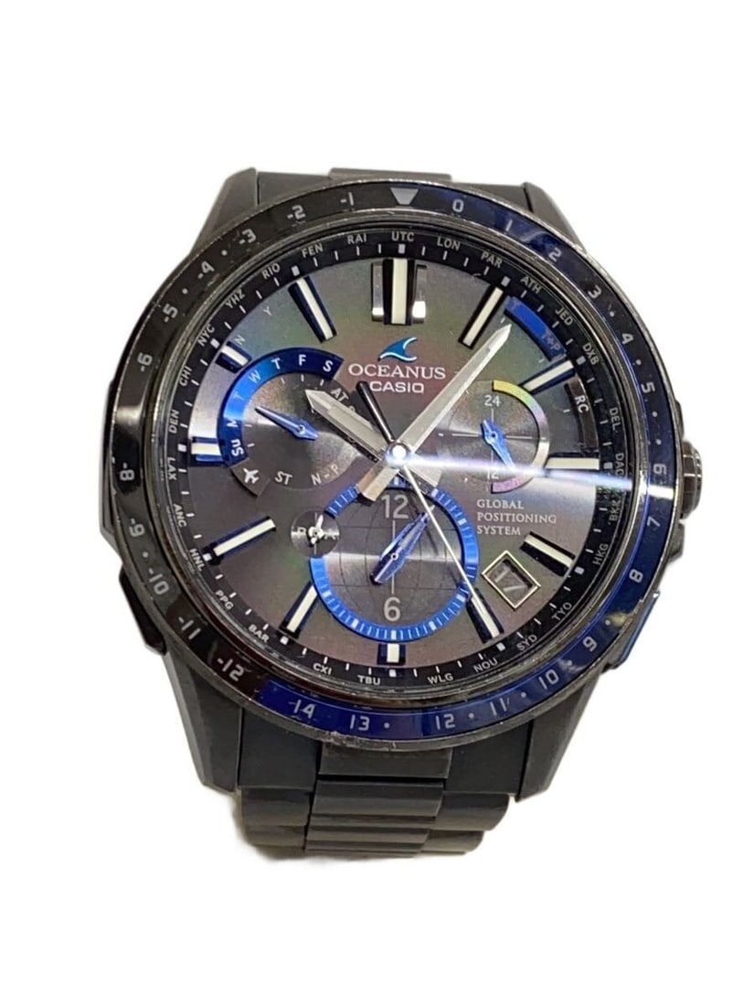 Casio Oceanus Black Men's Wristwatch OCW-G1100B-1AJF: Casio Oceanus Black Men's Wristwatch OCW-G1100B-1AJF This CASIO OCEANUS OCW-G1100B-1AJF men's wristwatch features a sleek black design and is made in Japan. The watch is in a slightly used condition a