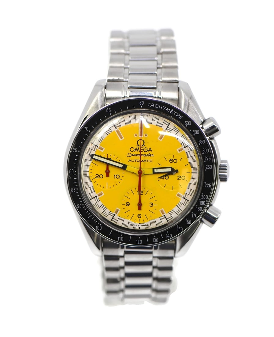 Omega Speedmaster Schumacher 3810.12 Stainless Steel Watch with Box and Papers: Omega Speedmaster Schumacher 3810.12 Stainless Steel Watch with Box and Papers Introducing the Omega Speedmaster Schumacher Stainless Steel Watch, model 3810.12, a timeless piece of craftsmanship. Thi
