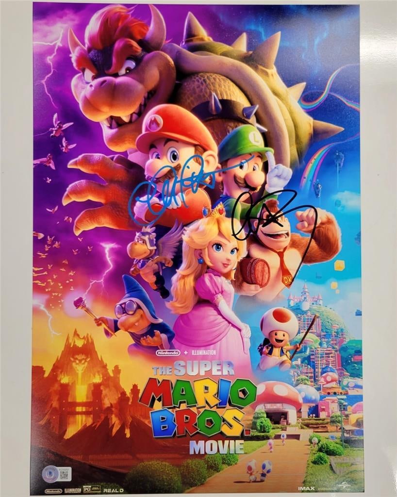 Chris Pratt Signed Super Mario 12x18 Photo Beckett Authenticated: Chris Pratt Signed Super Mario 12x18 Photo Beckett Authenticated This is an original 12x18 photograph from 'The Super Mario Bros. Movie' signed by Chris Pratt and Charlie Day. The autograph has been a