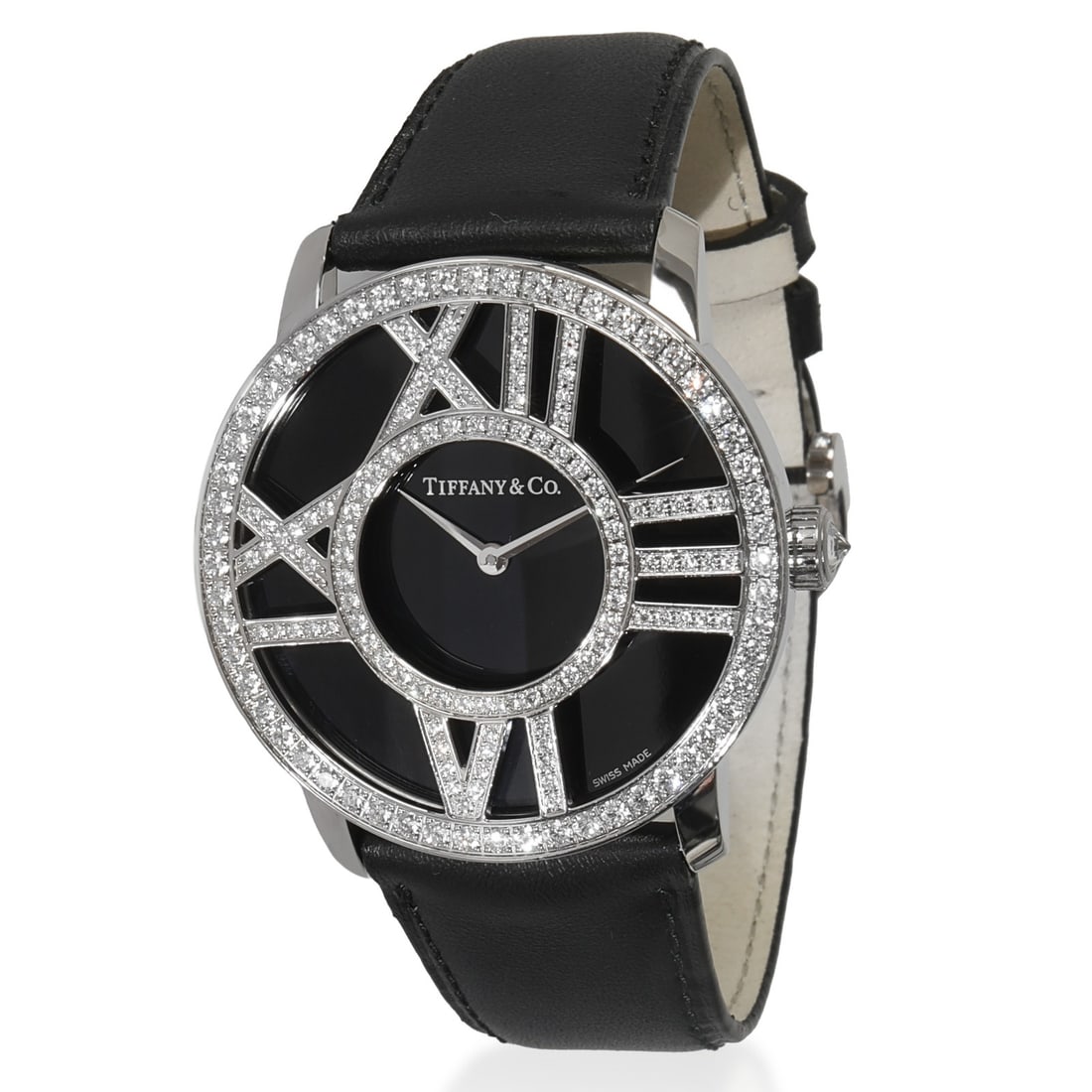 Tiffany & Co. Atlas Z1902.10.40E10A Unisex 18K White Gold Diamond Bezel Watch: Tiffany & Co. Atlas Z1902.10.40E10A Unisex 18K White Gold Diamond Bezel Watch Introducing the Tiffany & Co. Atlas Z1902.10.40E10A Unisex Watch, a stunning blend of luxury and functionality. This exqui