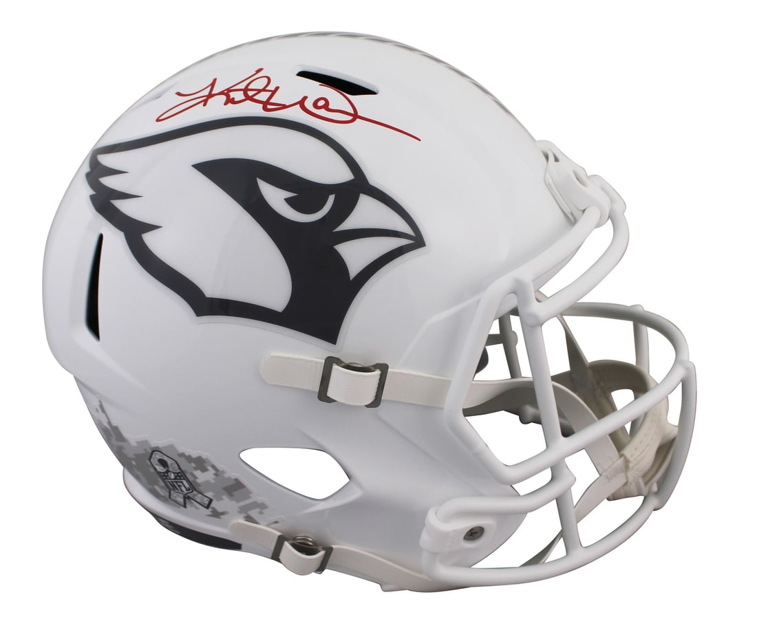 Kurt Warner Signed Arizona Cardinals Salute To Service III Helmet BAS Witnessed: Kurt Warner Signed Arizona Cardinals Salute To Service III Helmet BAS Witnessed This Arizona Cardinals Kurt Warner Signed STS III Full Size Speed Replica Helmet is a must-have for any football fan and