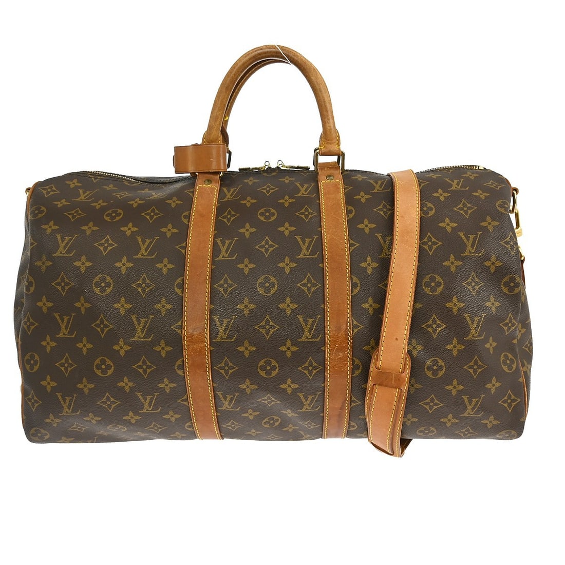 Louis Vuitton Monogram Canvas Keepall Bandouliere Unisex Travel Bag: Louis Vuitton Monogram Canvas Keepall Bandouliere Unisex Travel Bag The Louis Vuitton Keepall Bandouliere Bag is crafted from signature monogram canvas in brown, designed for unisex use. This bag feat
