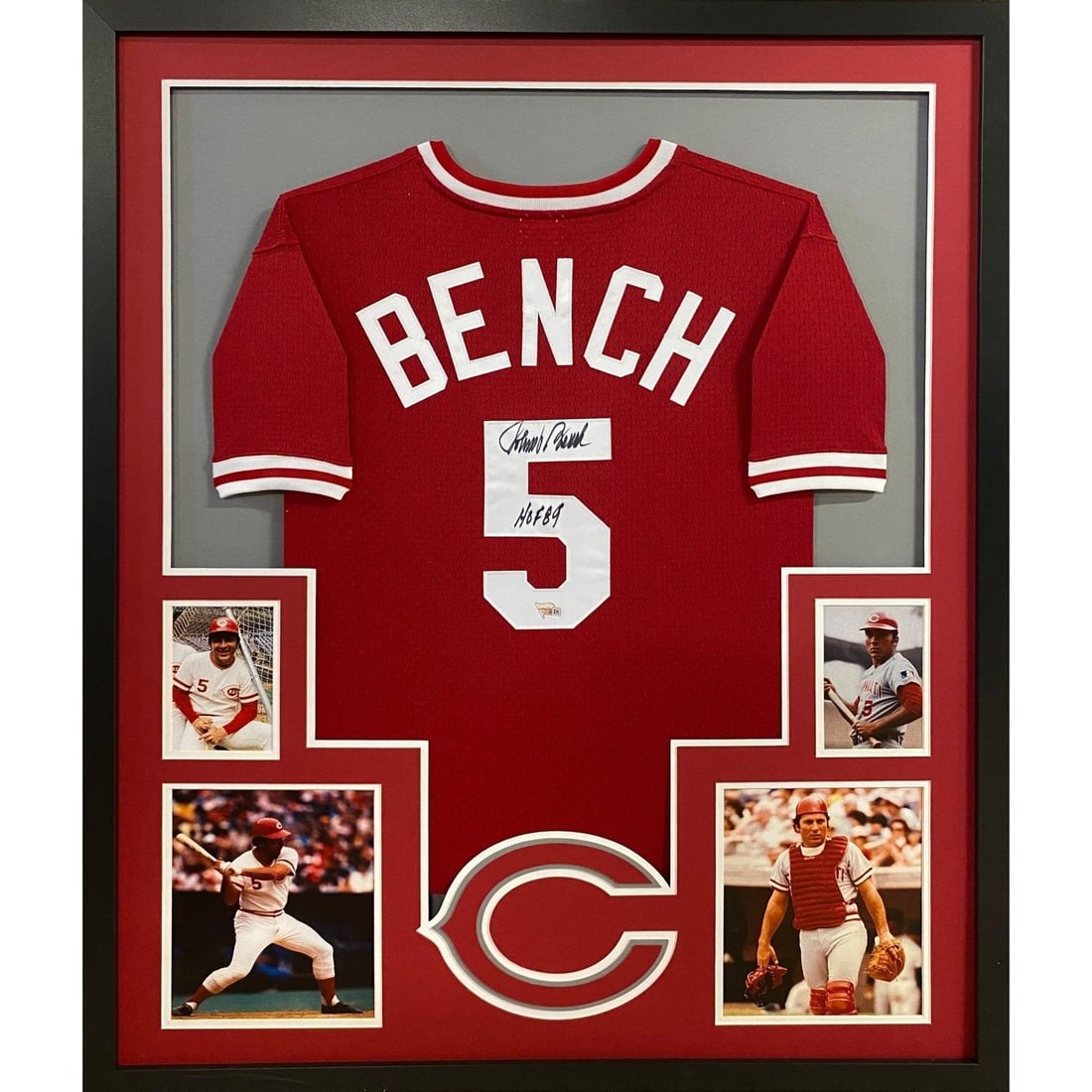 Johnny Bench Autographed Framed Jersey Cincinnati Reds Fanatics Authenticated (1 of 2)