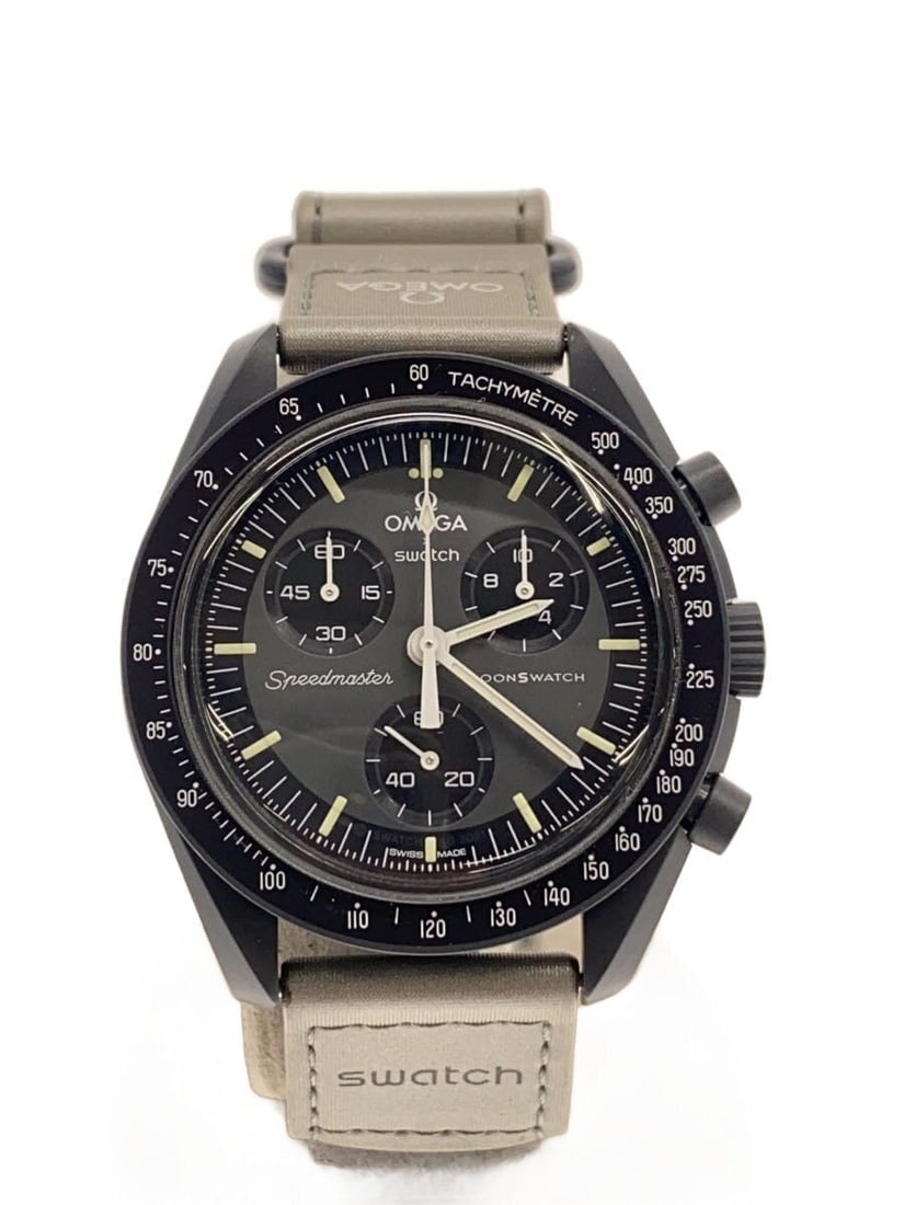 OMEGAxSWATCH Mission to Mercury Quartz Men's Wristwatch Gray: OMEGAxSWATCH Mission to Mercury Quartz Men's Wristwatch Gray This OMEGAxSWATCH Quartz Mission to Mercury men's wristwatch features a sleek gray design and Swiss craftsmanship. The watch is pre-owned a