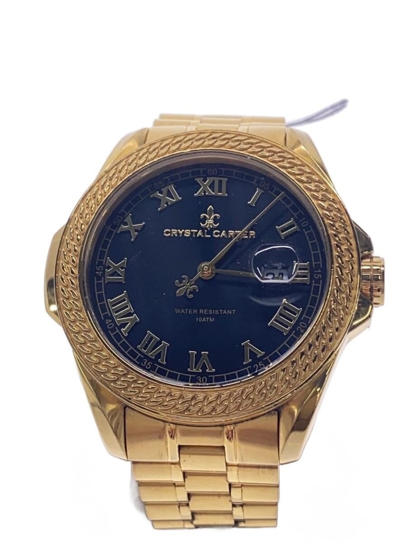 Crystal Carter Felix2 Black Japanese Men's Wristwatch: Crystal Carter Felix2 Black Japanese Men's Wristwatch This CRYSTAL CARTER FELIX2 men's wristwatch features a black case and dial, crafted in Japan. The watch is slightly used and is in pre-owned condi