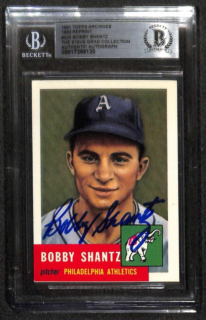Bobby Shantz Signed 1991 Topps Archives '53 #225 Card Beckett Authenticated (1 of 1)