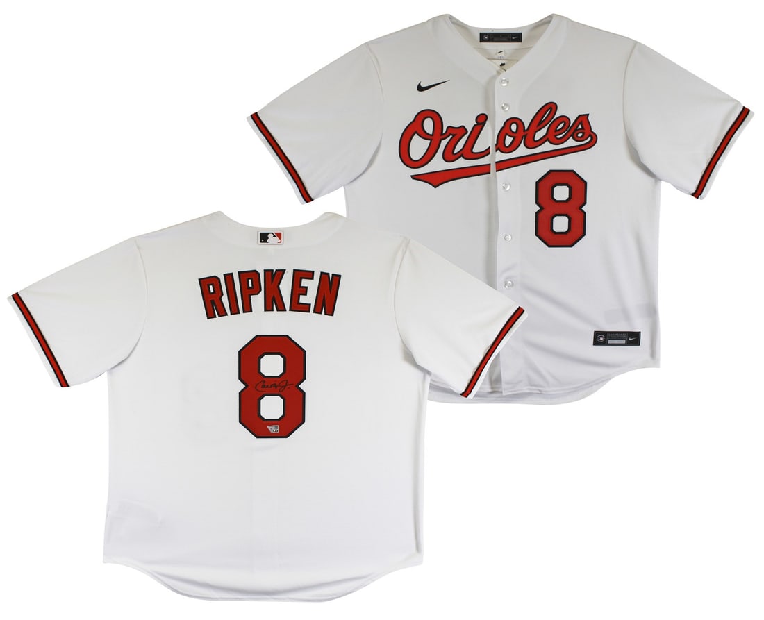 Cal Ripken Jr. Signed White Nike Jersey Authentic Fanatics: Cal Ripken Jr. Signed White Nike Jersey Authentic Fanatics Celebrate the legacy of Cal Ripken Jr. with this authentic signed white Nike jersey from the Baltimore Orioles. This item has been personally