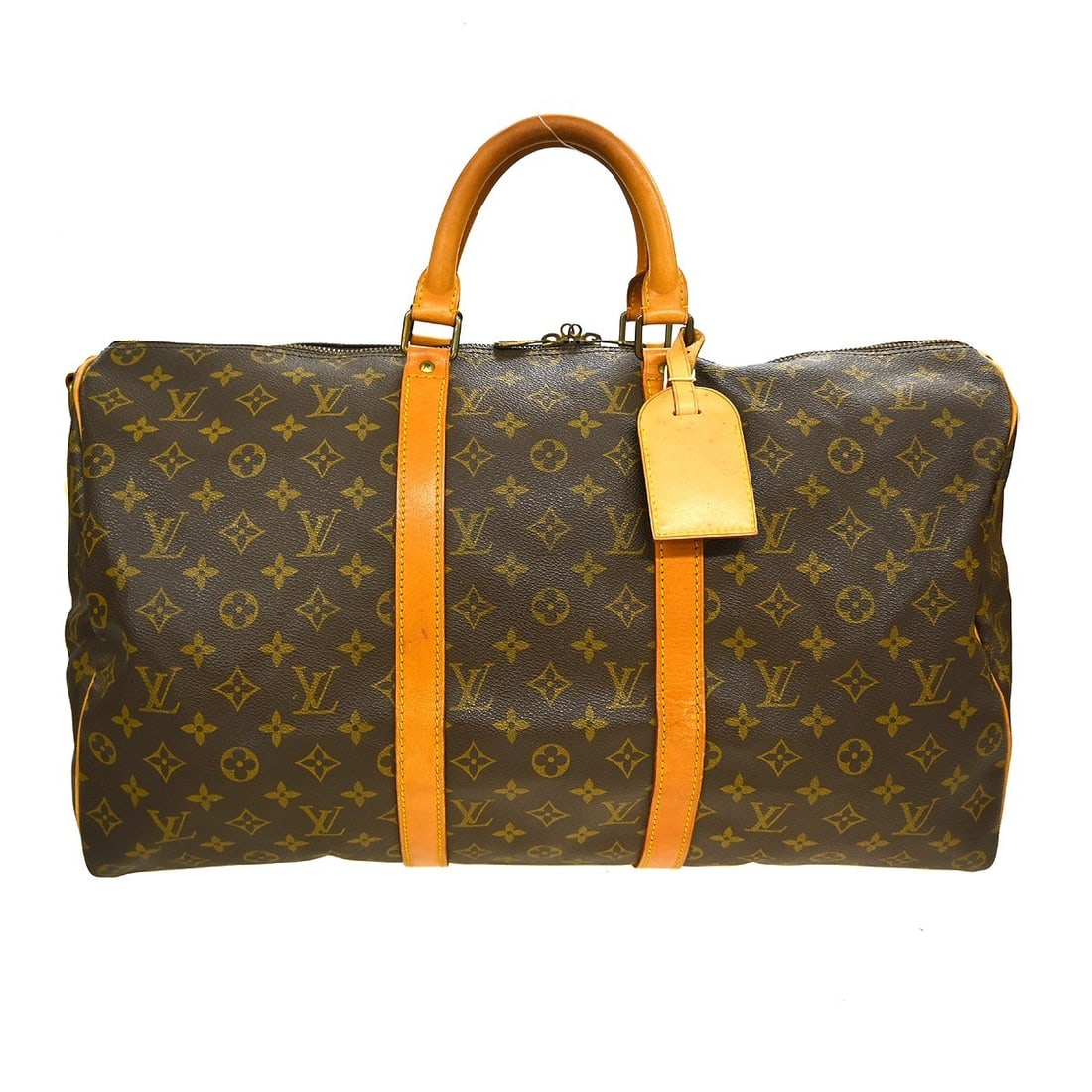 Louis Vuitton Keepall Bandouliere 50 Monogram Canvas Large Travel Bag M41416: Louis Vuitton Keepall Bandouliere 50 Monogram Canvas Large Travel Bag M41416 This is a vintage Louis Vuitton Keepall Bandouliere 50 handbag crafted in monogram canvas with beige leather double handles